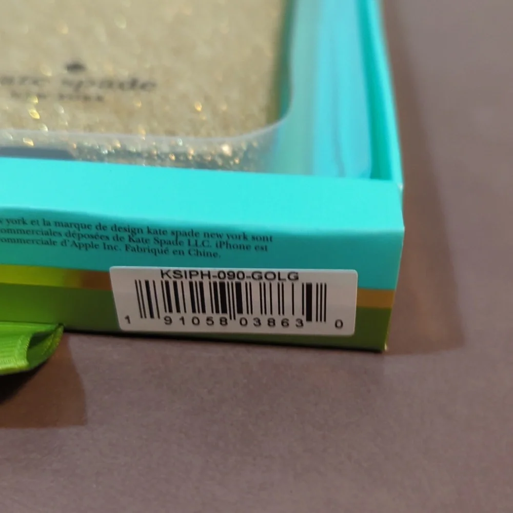 New Kate Spade iPhone X Case Flexible Glitter Gold NIB